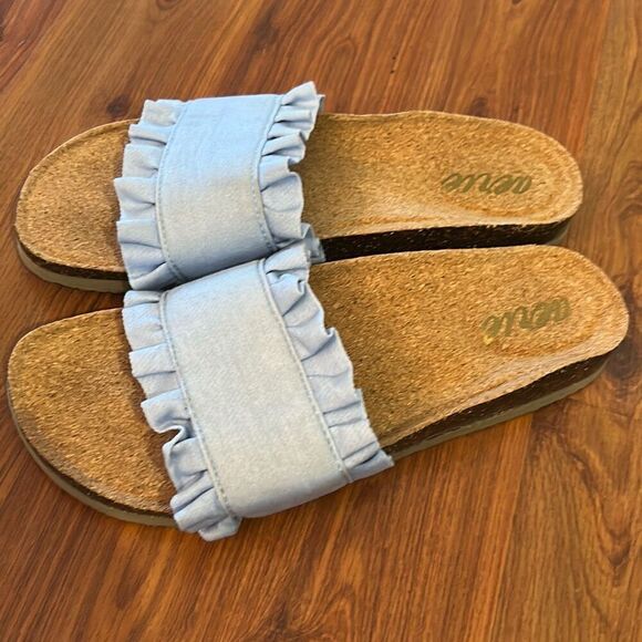 Aerie blue ruffle slides cork 8 - Picture 5 of 5